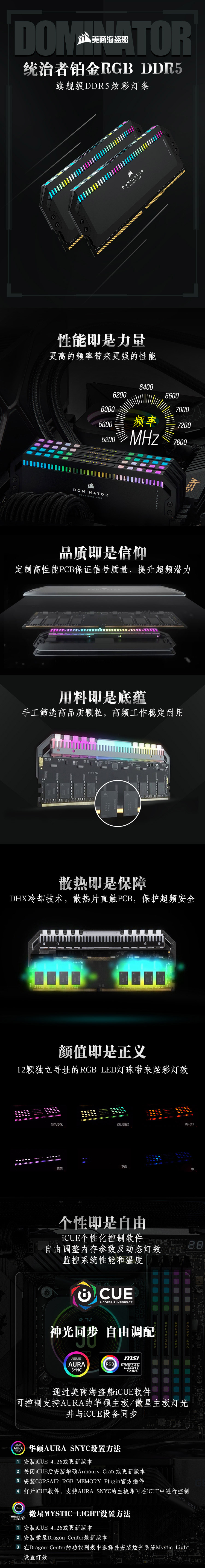 DDR5統治者RGB黑